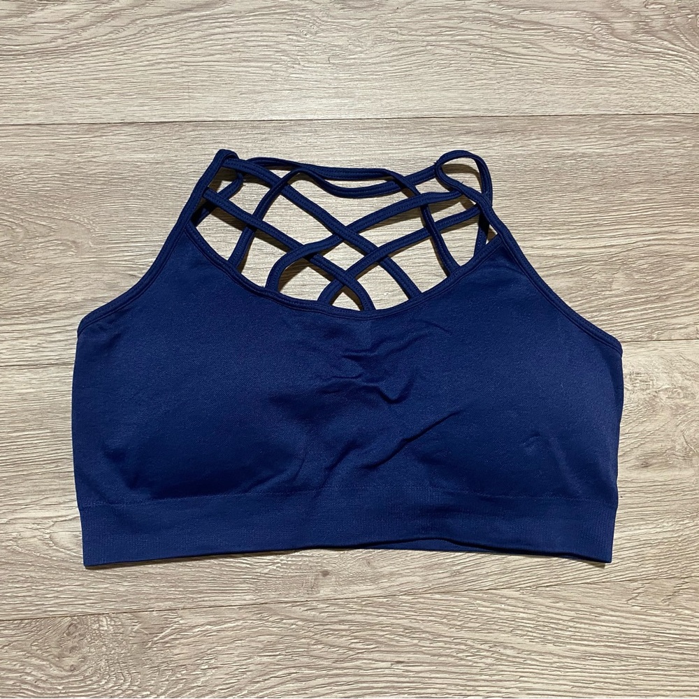 💜 Padded Sports Bra- Medium - Navy Blue